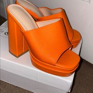 Vibrant Orange Platform Heels/ New in box